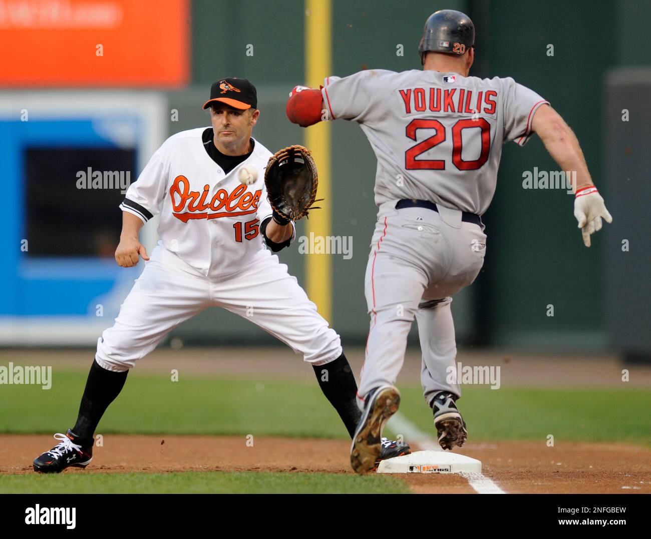 Baltimore Orioles first baseman Kevin Millar (15) hits a two run