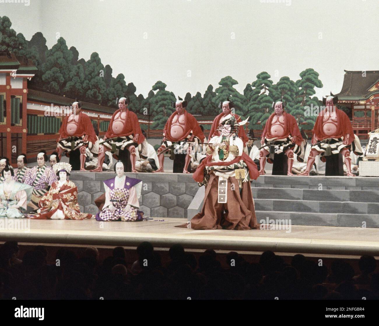 Dressed for the role of Kagemasa in the Japanese Kabuki play "Shibaraku