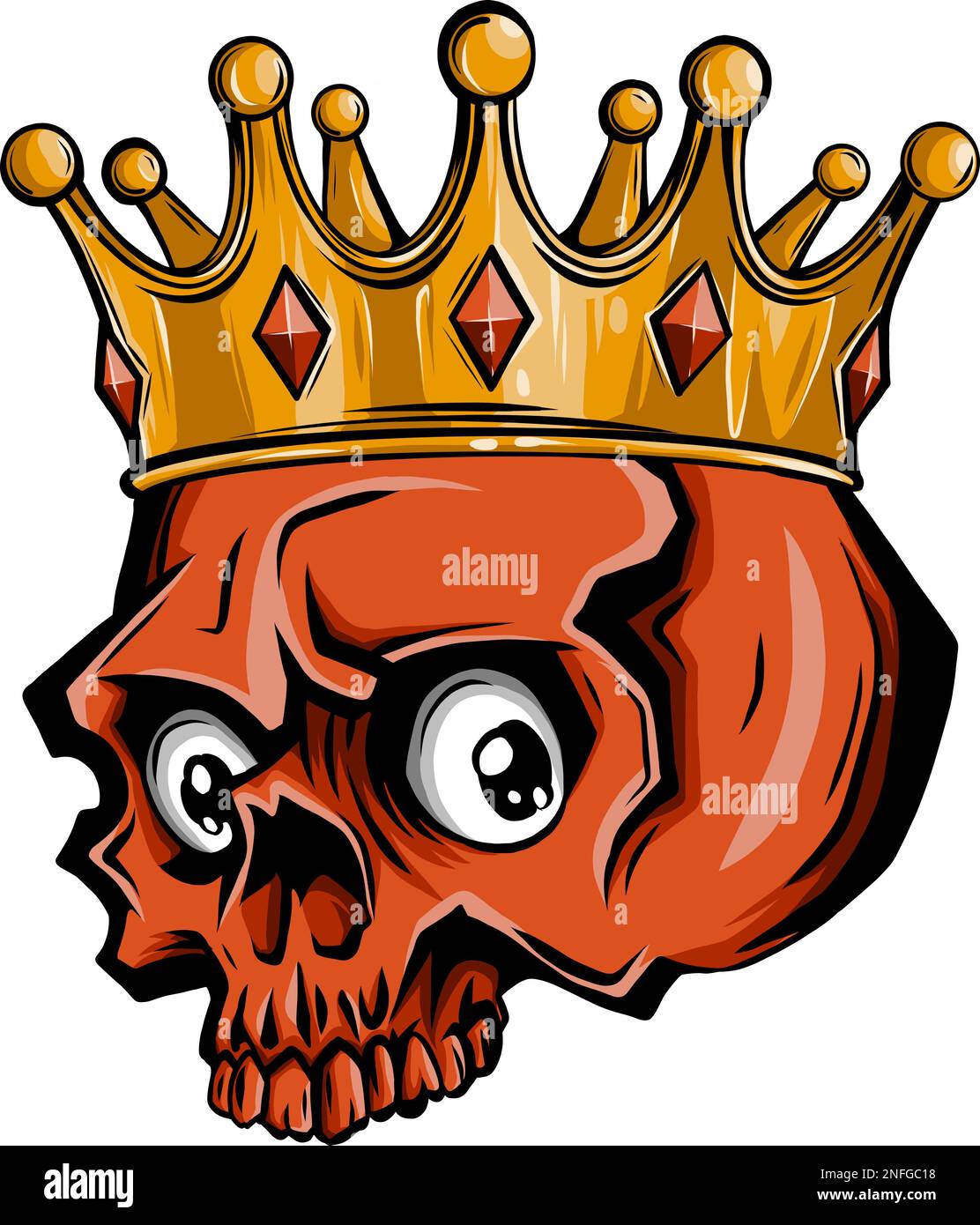 vector illustration of skull with crown on white background Stock ...