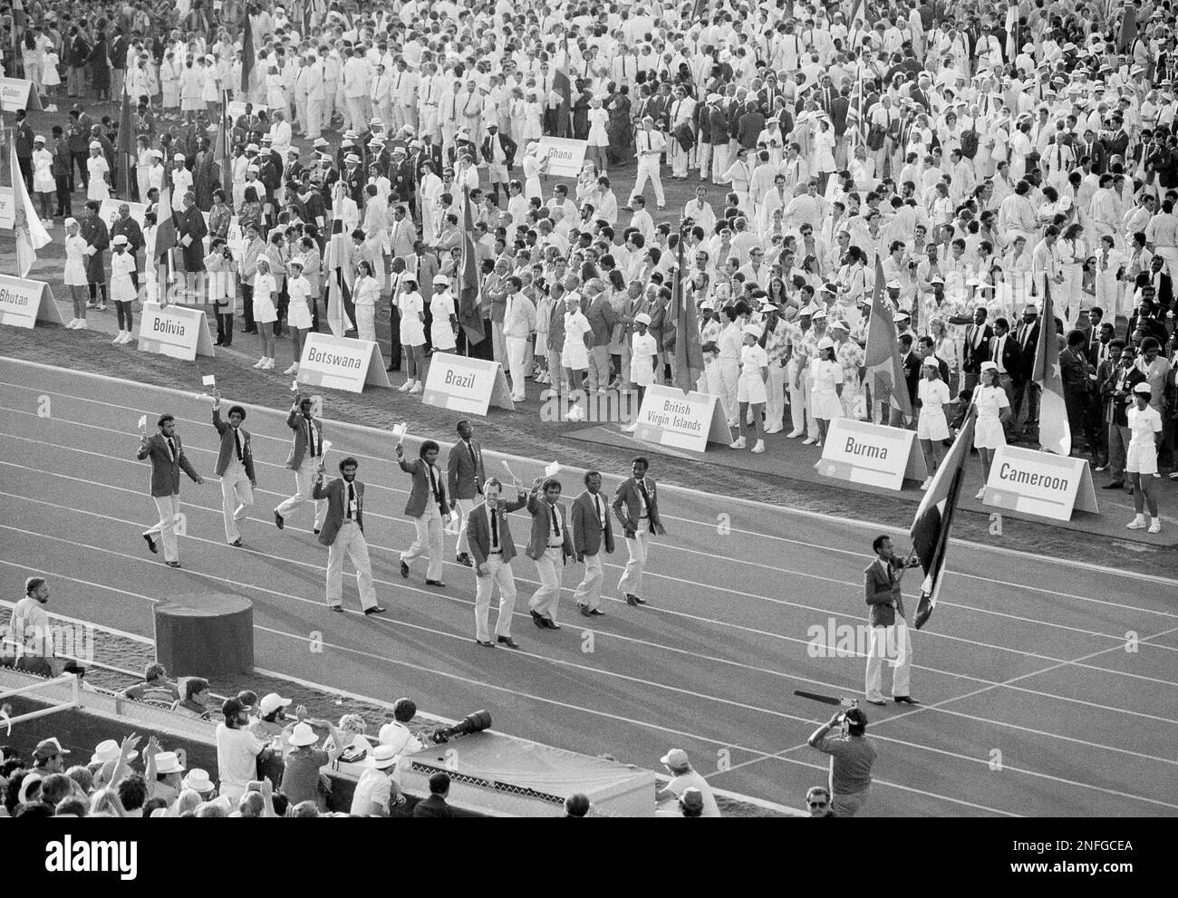 Members of the United Arab Emirates Olympic team march in the Parade of