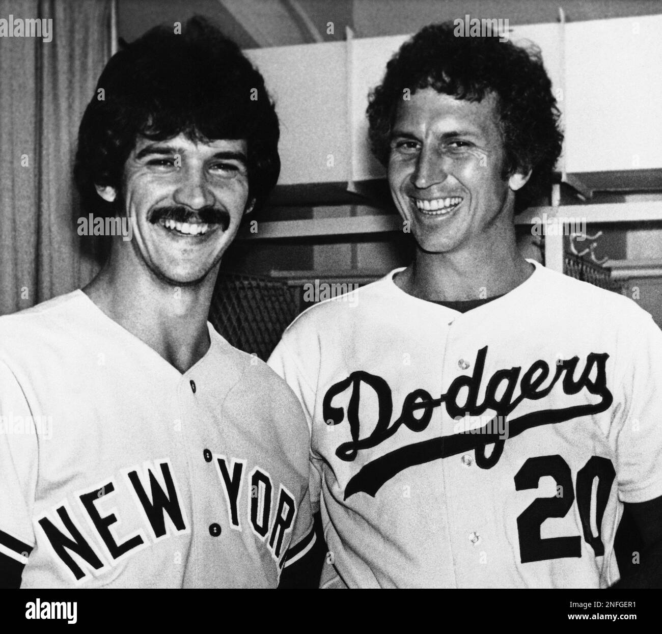 New York Yankees pitcher Ron Guidry, left, laughs with Los Angeles Dodgers  pitcher Don Sutton Wednesday, Oct. 11, 1978 in Los Angeles where it was  announced they would be the starting pitchers