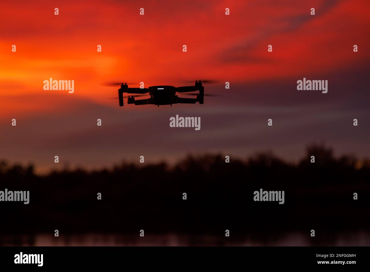 Drone at Sunset Stock Photo