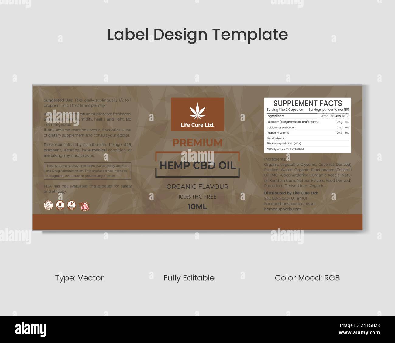 CBD Label Design Template, CBD Dropper Bottle Oil, Hemp Oil Label Template, Product Packaging Design, Extract From Hemp Stock Vector