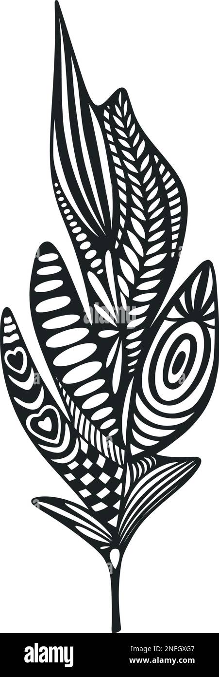 Boho feather hand drawn ink silhouette Stock Vector Image & Art - Alamy