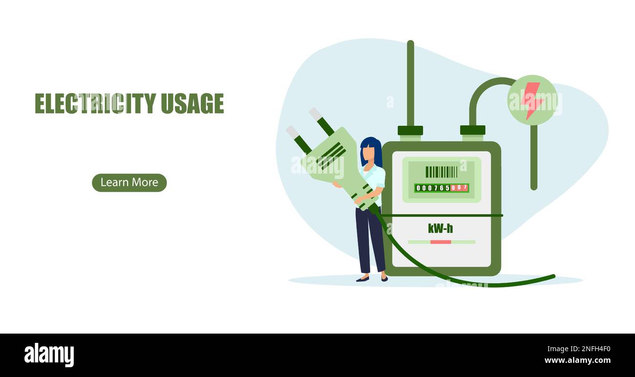 Vector of a woman unplugging household appliances to reduce and save