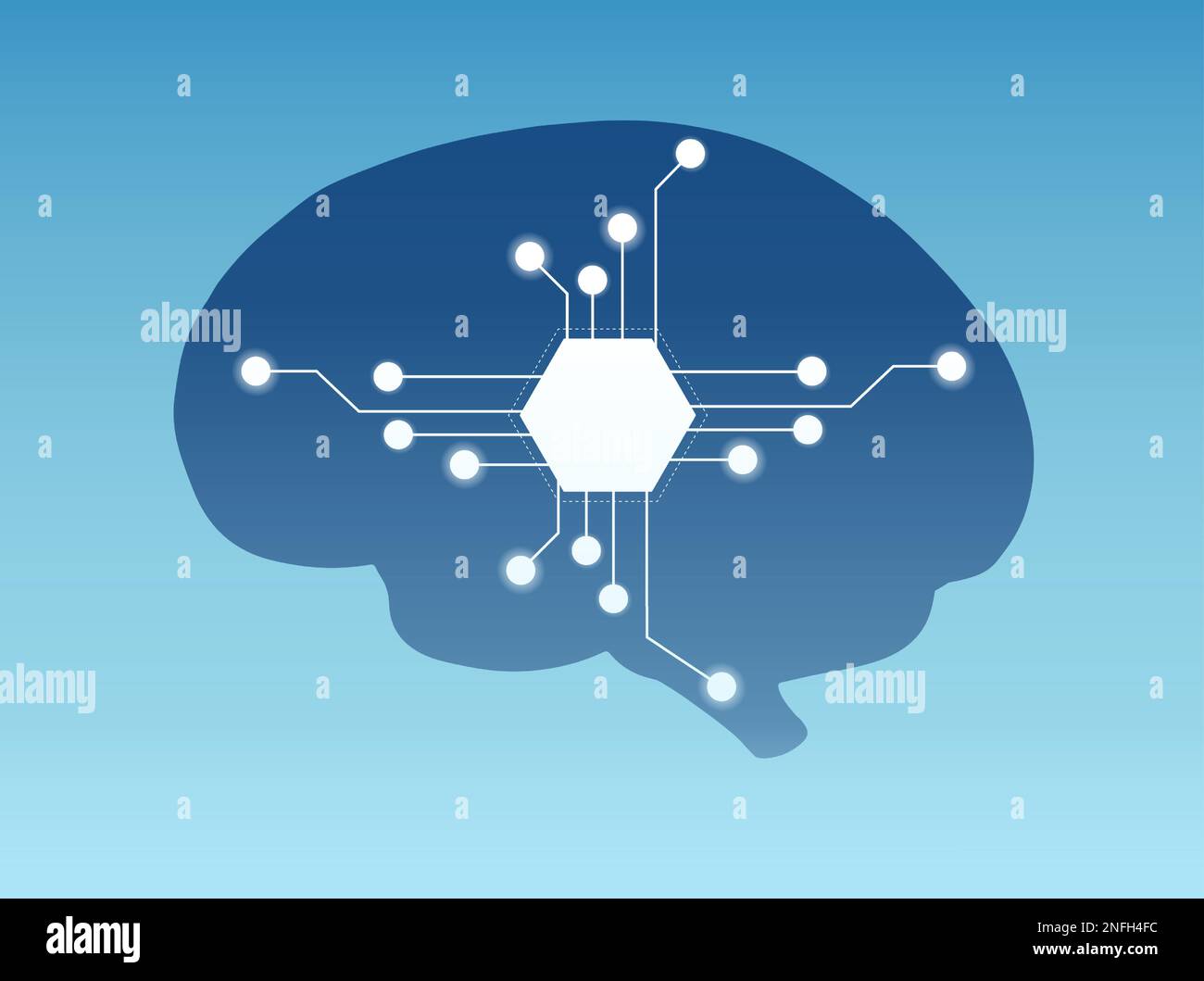 Vector of a human brain with a micro chip implant Stock Vector