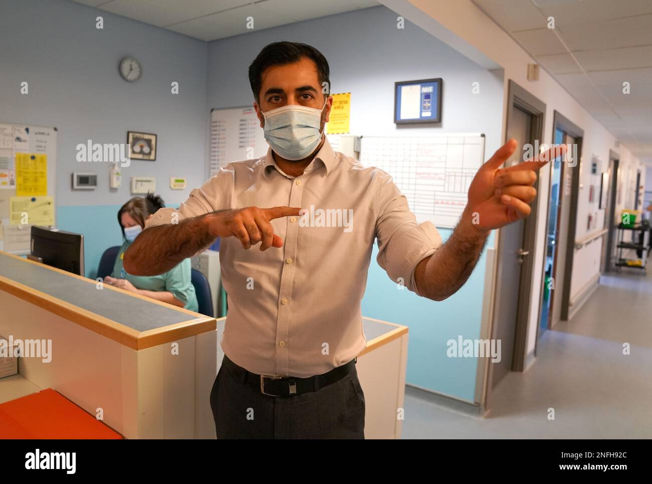 Health Secretary Humza Yousaf during a visit to the New Victoria Hospital in Glasgow. Picture date: Friday February 17, 2023. Stock Photo