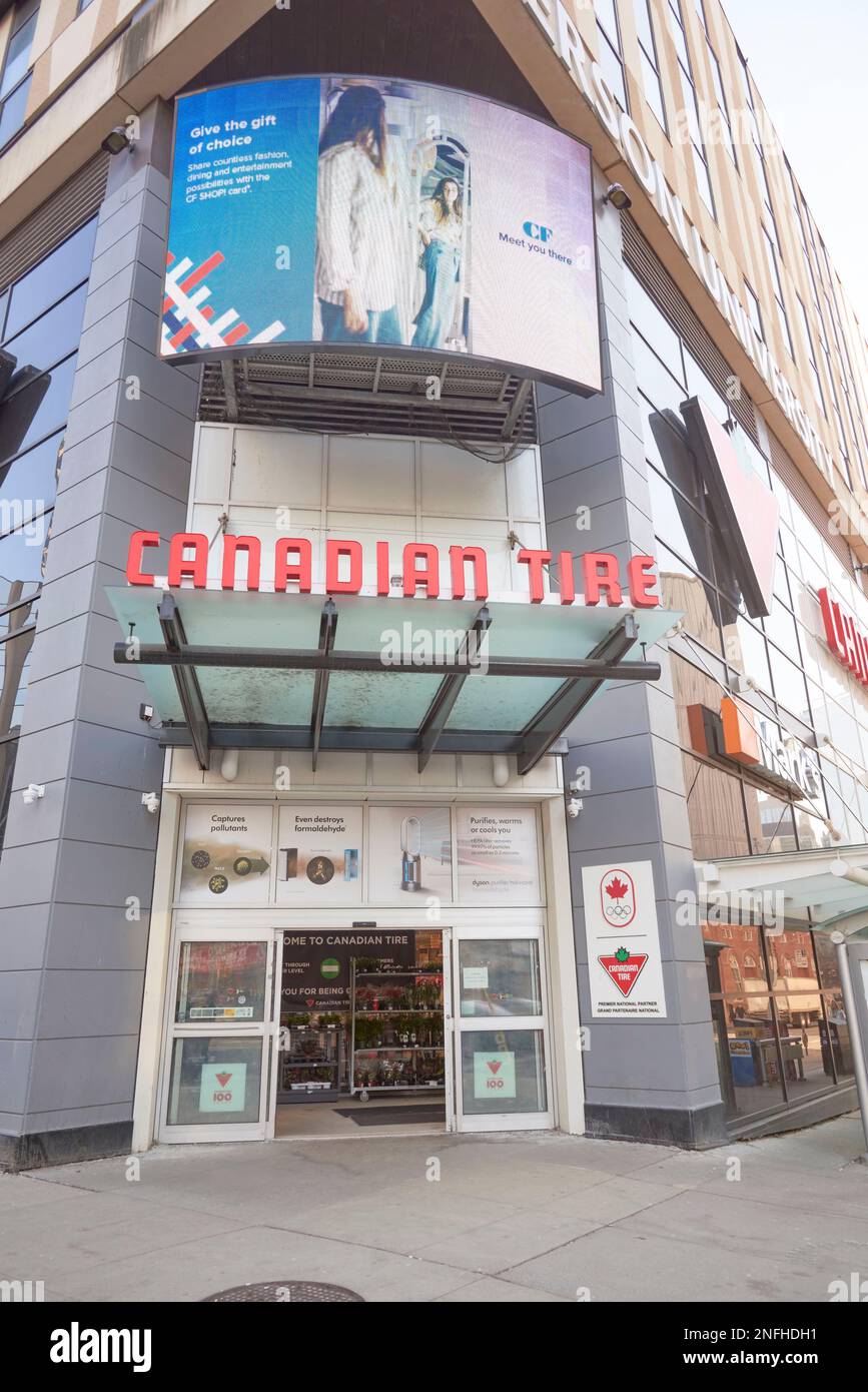 Toronto Ontario, Canada February 14th, 2022 People The exterior of a Canadian tire store