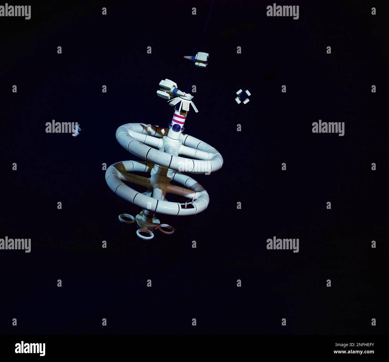 An exhibit of a satellite floating in space is pictured in the General ...