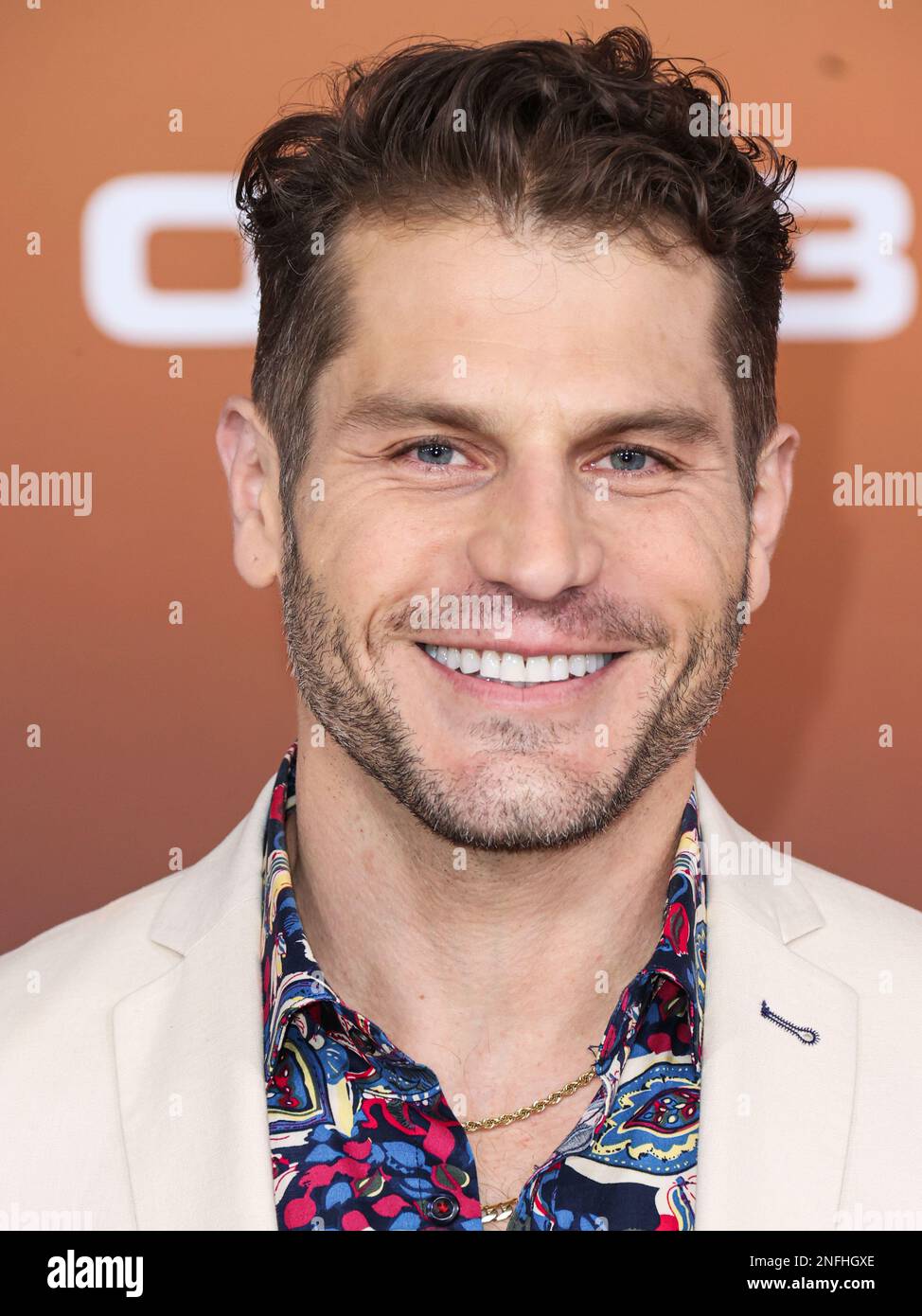 WESTWOOD, LOS ANGELES, CALIFORNIA, USA - FEBRUARY 16: Lou Ferrigno Jr. arrives at the Los Angeles Premiere Of Netflix's 'Outer Banks' Season 3 held at the Regency Village Theatre on February 16, 2023 in Westwood, Los Angeles, California, United States. (Photo by Xavier Collin/Image Press Agency) Stock Photo