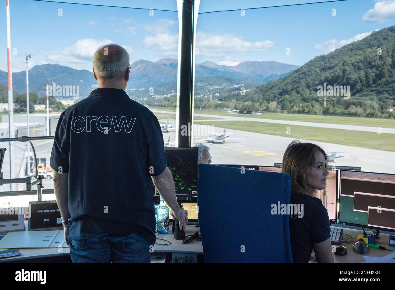 Switzerland, AgnoLugano Airport, Control tower Stock Photo Alamy