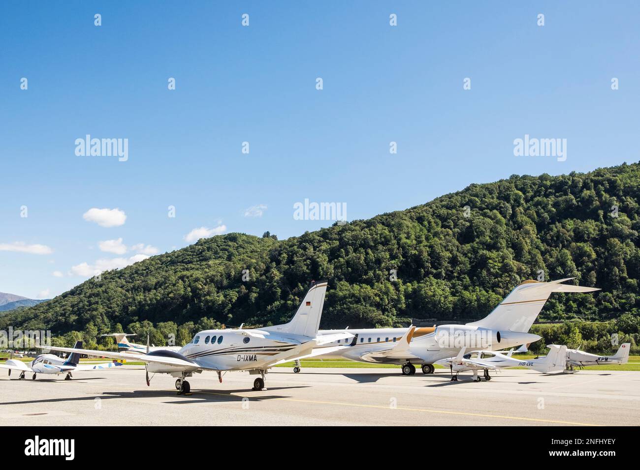 Switzerland, Canton Ticino, Lugano, Agno Airport Stock Photo