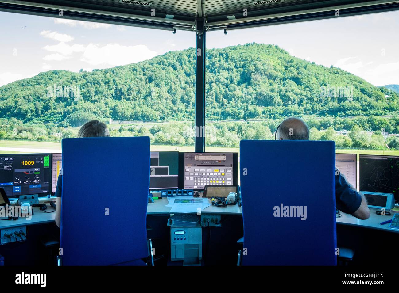 Switzerland, AgnoLugano Airport, Control tower Stock Photo Alamy