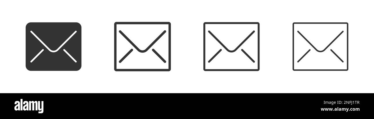 Email envelope icons collection in two different styles and different stroke. Vector illustration EPS10 Stock Vector