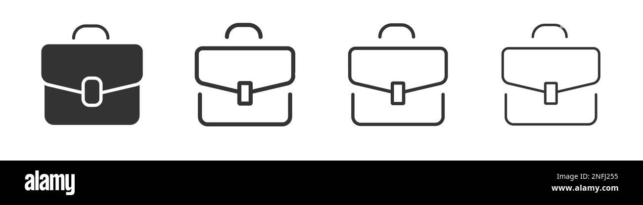 Briefcase icons collection in two different styles and different stroke ...