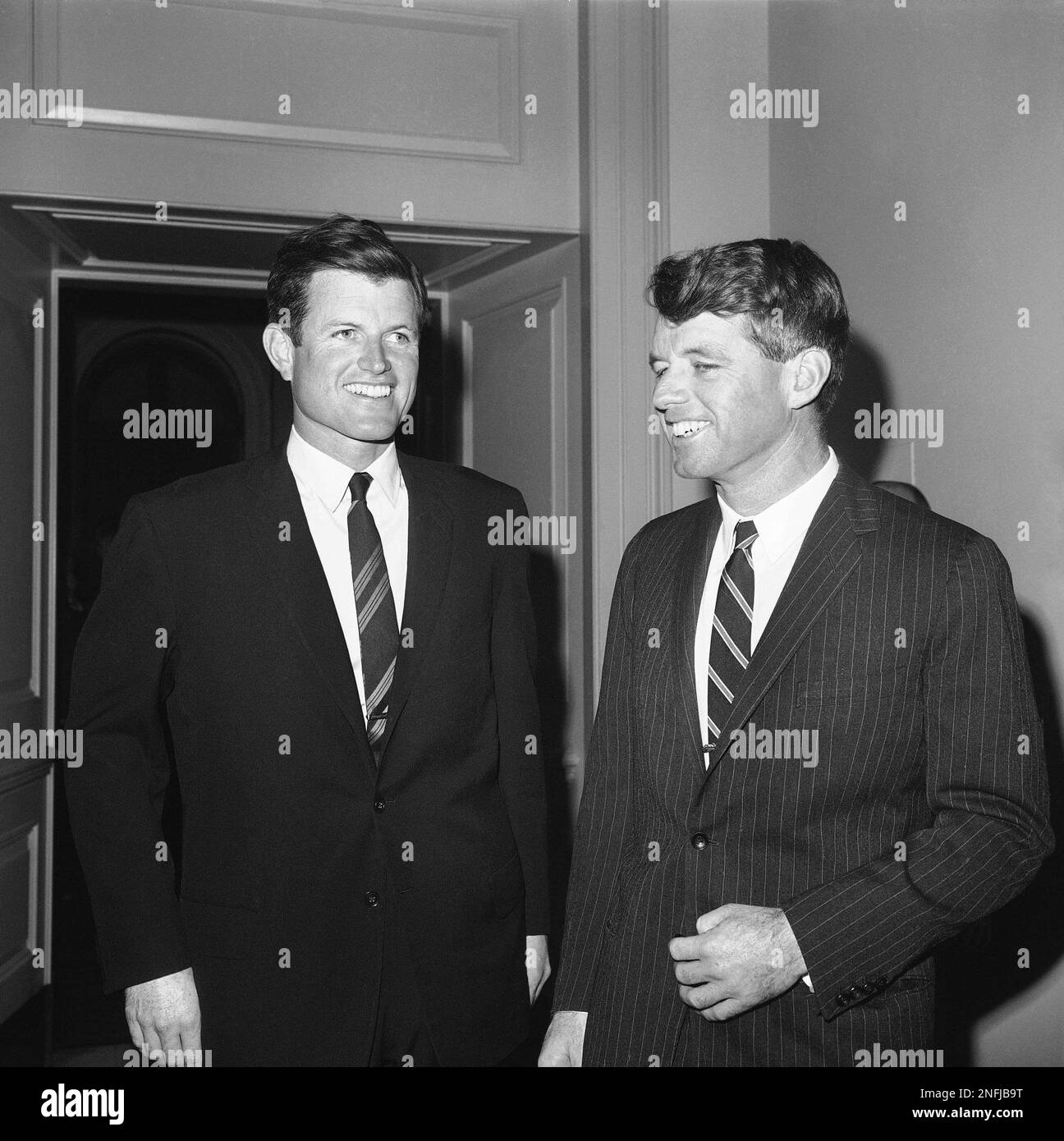 Senators Edward M. (Ted) Kennedy, left, and Robert F. Kennedy attend a