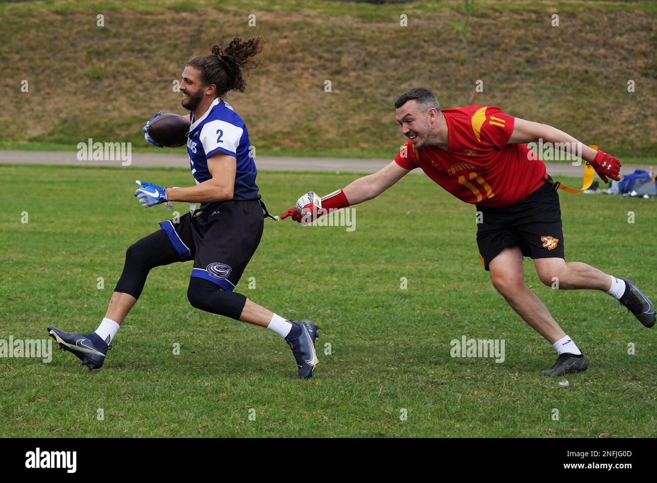 Welsh Bowl 2022 - American Flag Football in South Wales Stock Photo