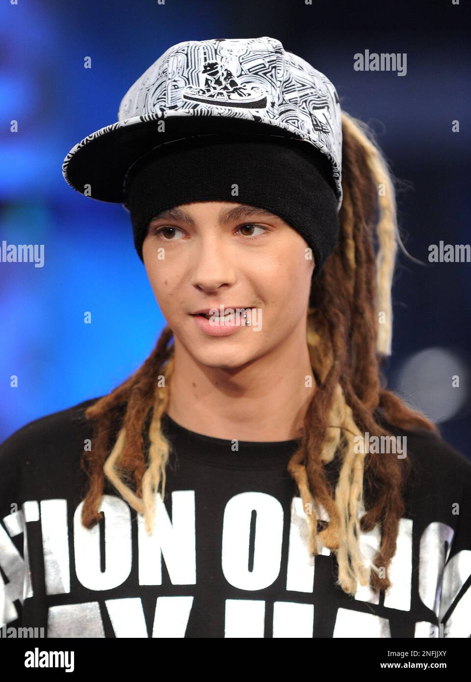 Musician Tom Kaulitz of the band Tokio Hotel makes an appearance at MTV