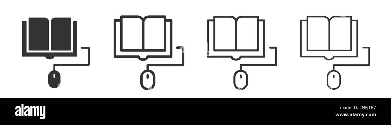 E-learning book icons collection in two different styles and different stroke. Vector illustration EPS10 Stock Vector