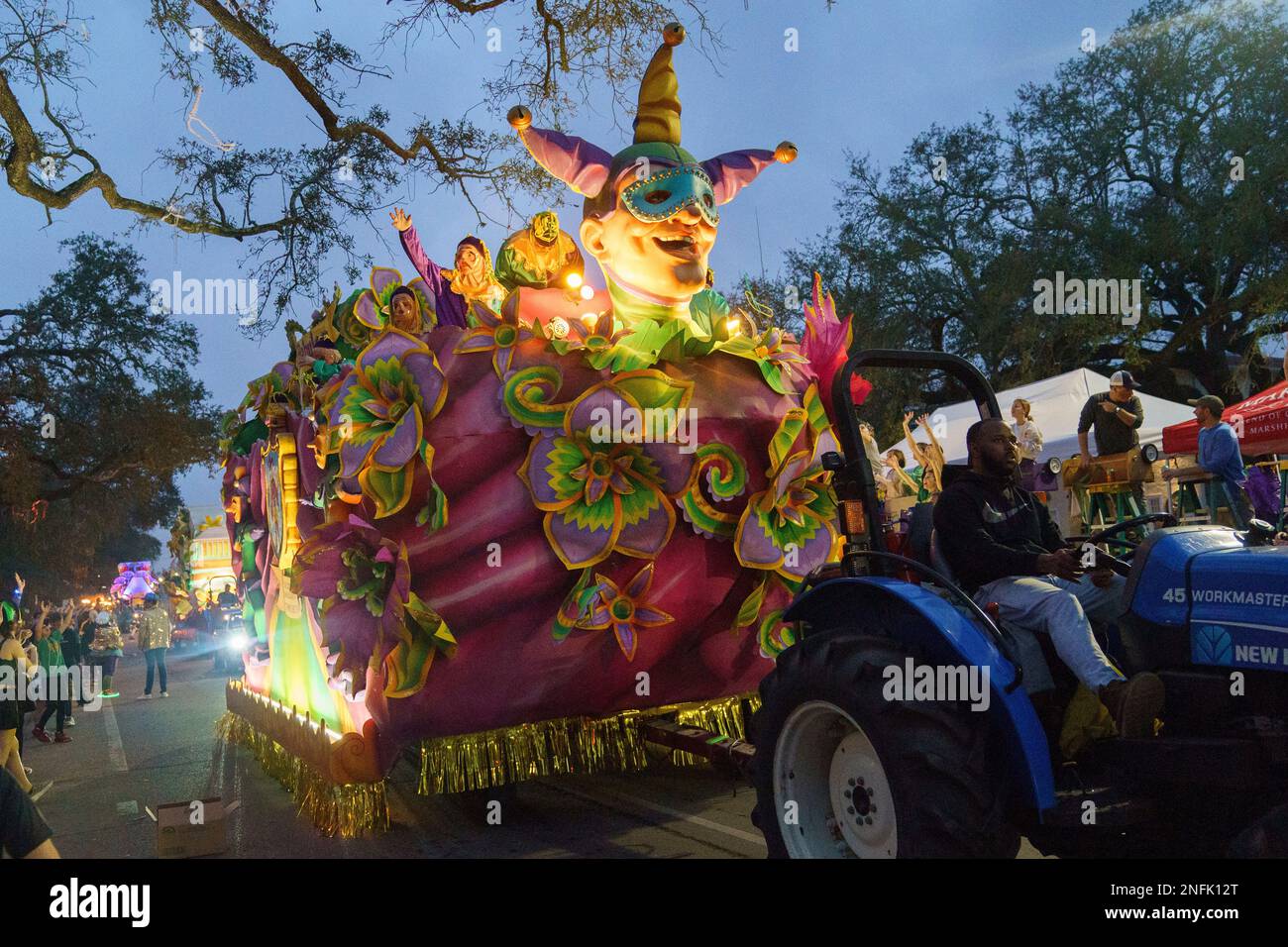 Parade goers and floats are seen at the Knights Of Babylon Parade