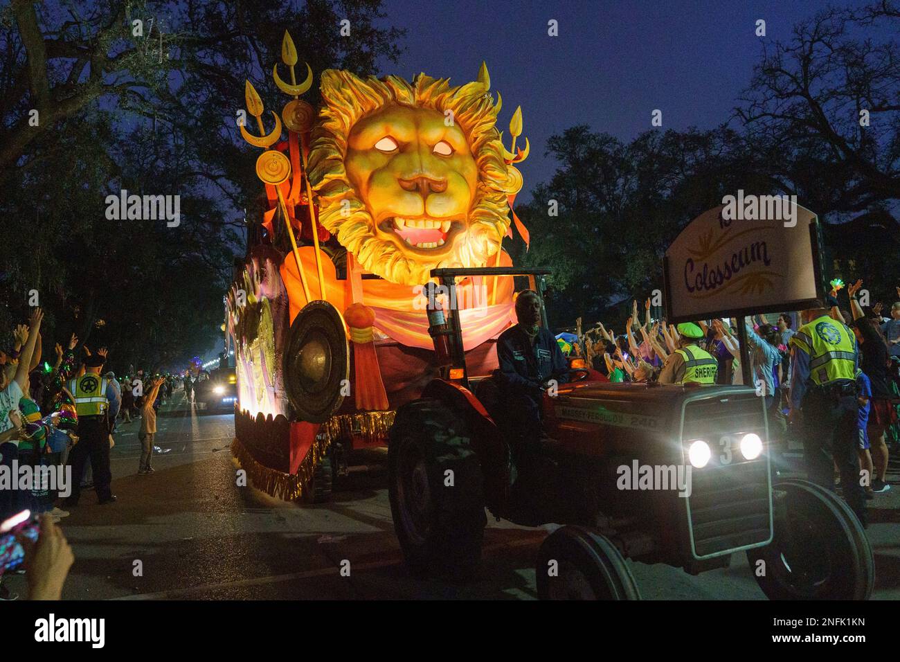 Parade goers and floats are seen at the Knights Of Babylon Parade
