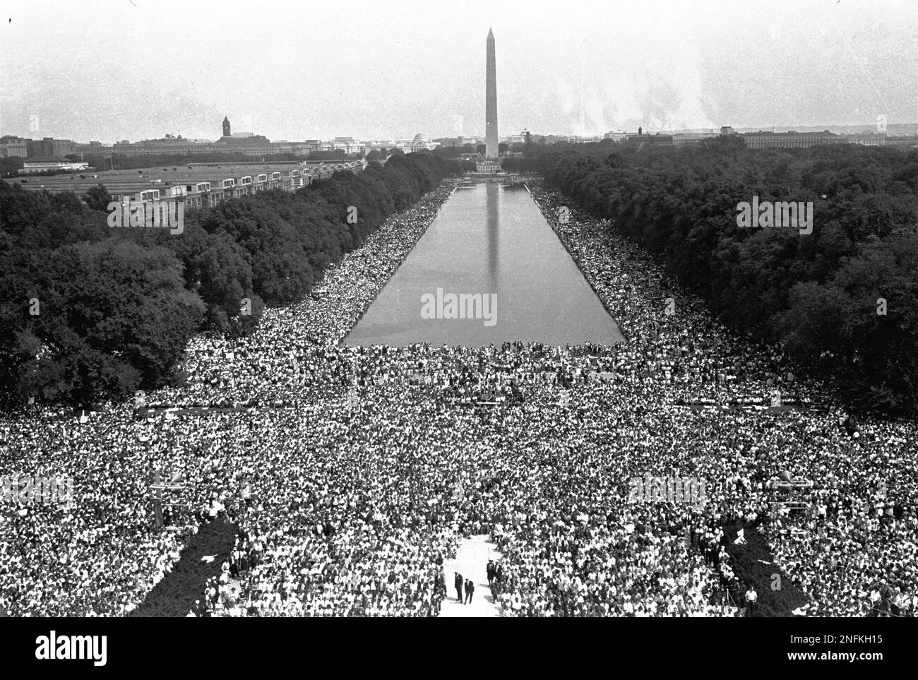 Crowds are shown in front of the Washington Monument during the March