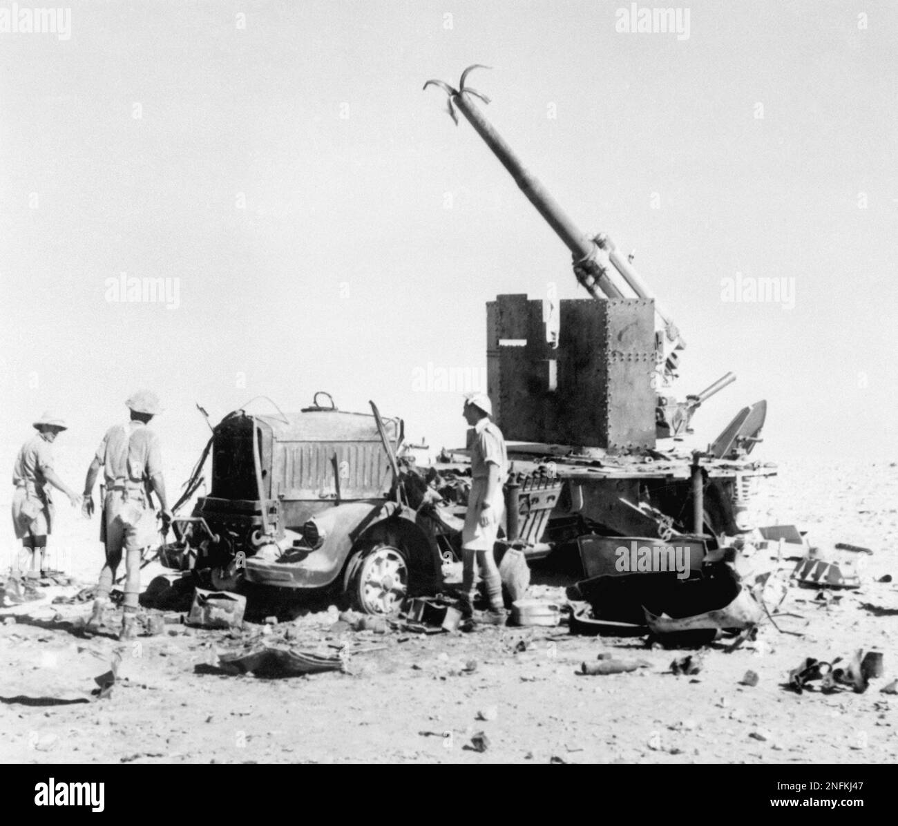 Struck by a high explosive shell fired by a New Zealand 25pound field