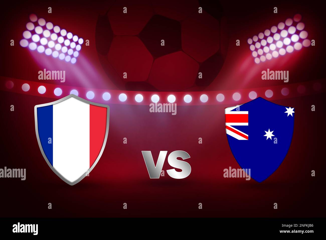 France Vs Australia Football match fixture with stadium lights in