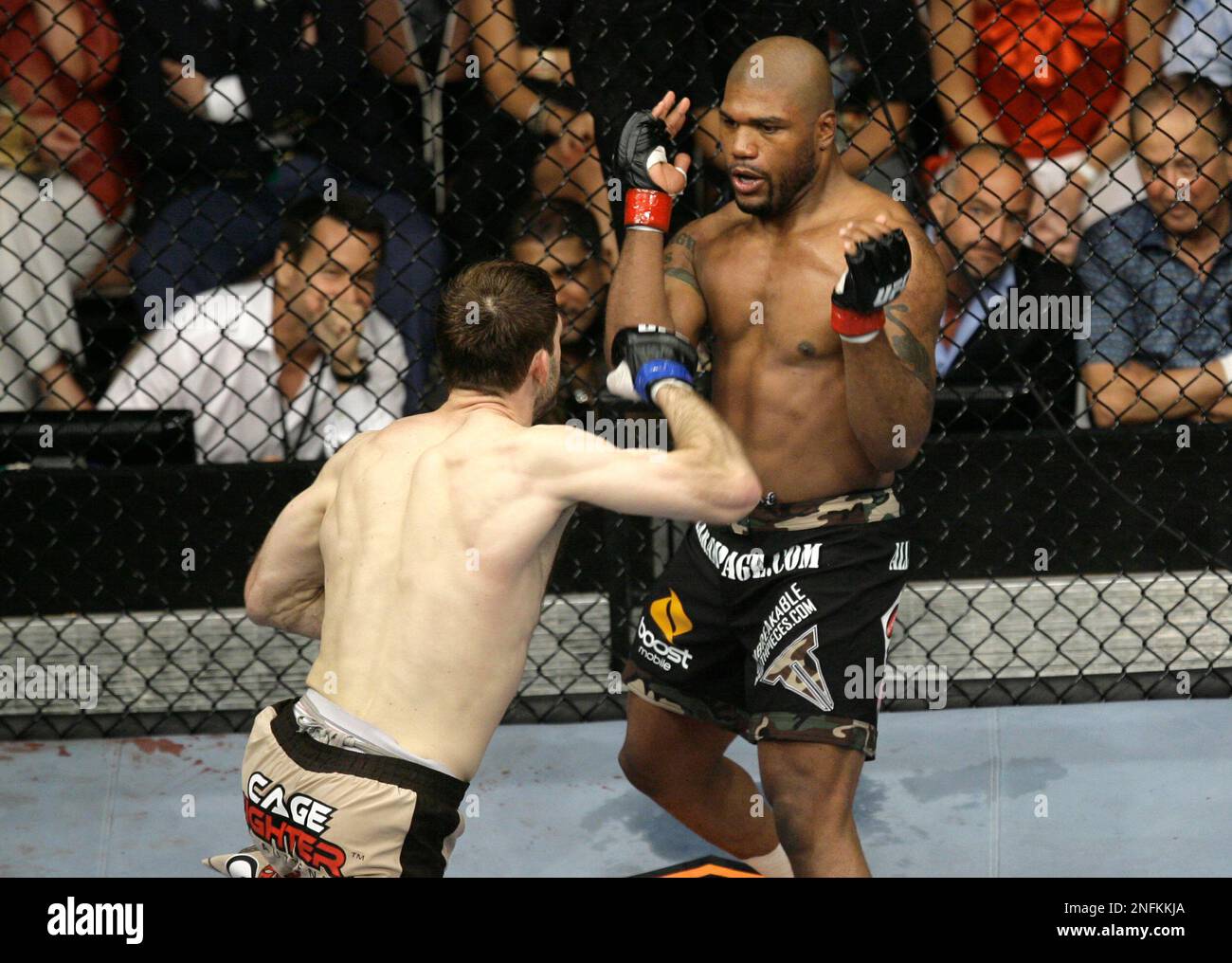 Forrest Griffin, left, competes against Quinton Jackson during their