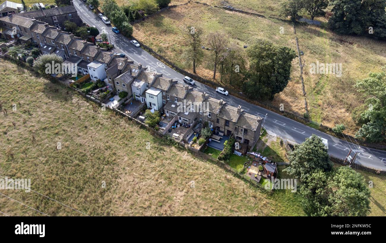 Aerial drone photo of the beautiful village of East Morton in Keighley