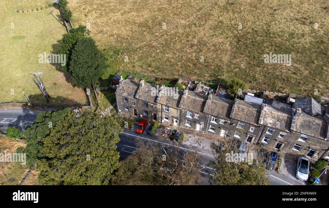 Aerial drone photo of the beautiful village of East Morton in Keighley