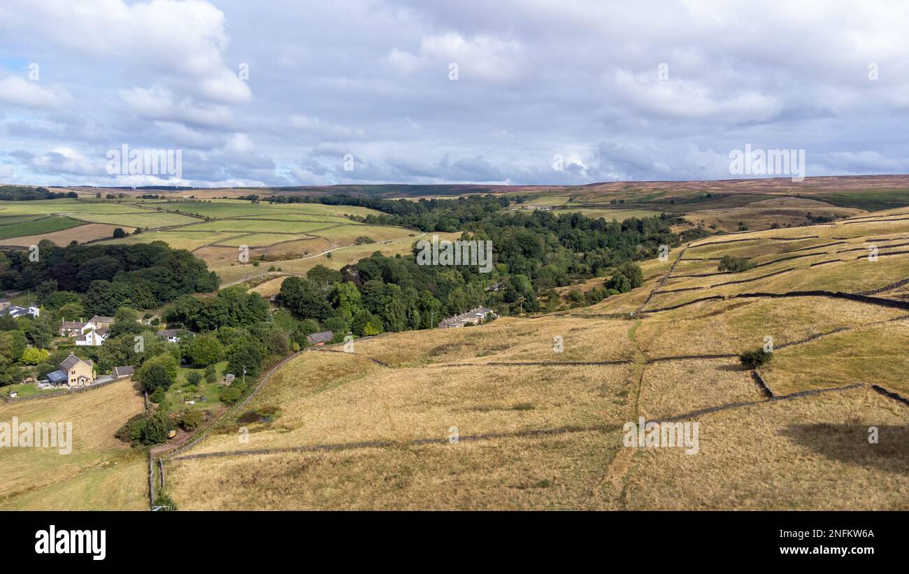 Aerial drone photo of the beautiful village of East Morton in Keighley