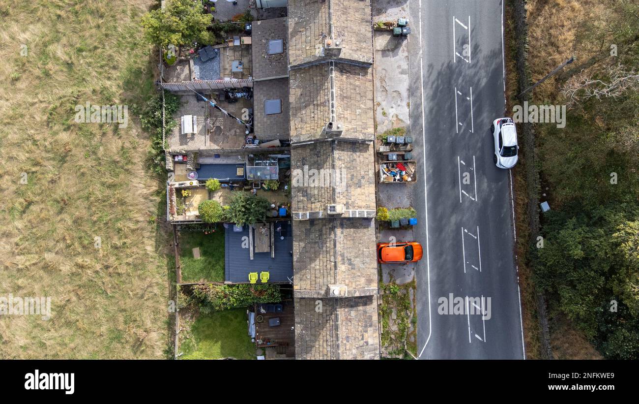 Aerial drone photo of the beautiful village of East Morton in Keighley