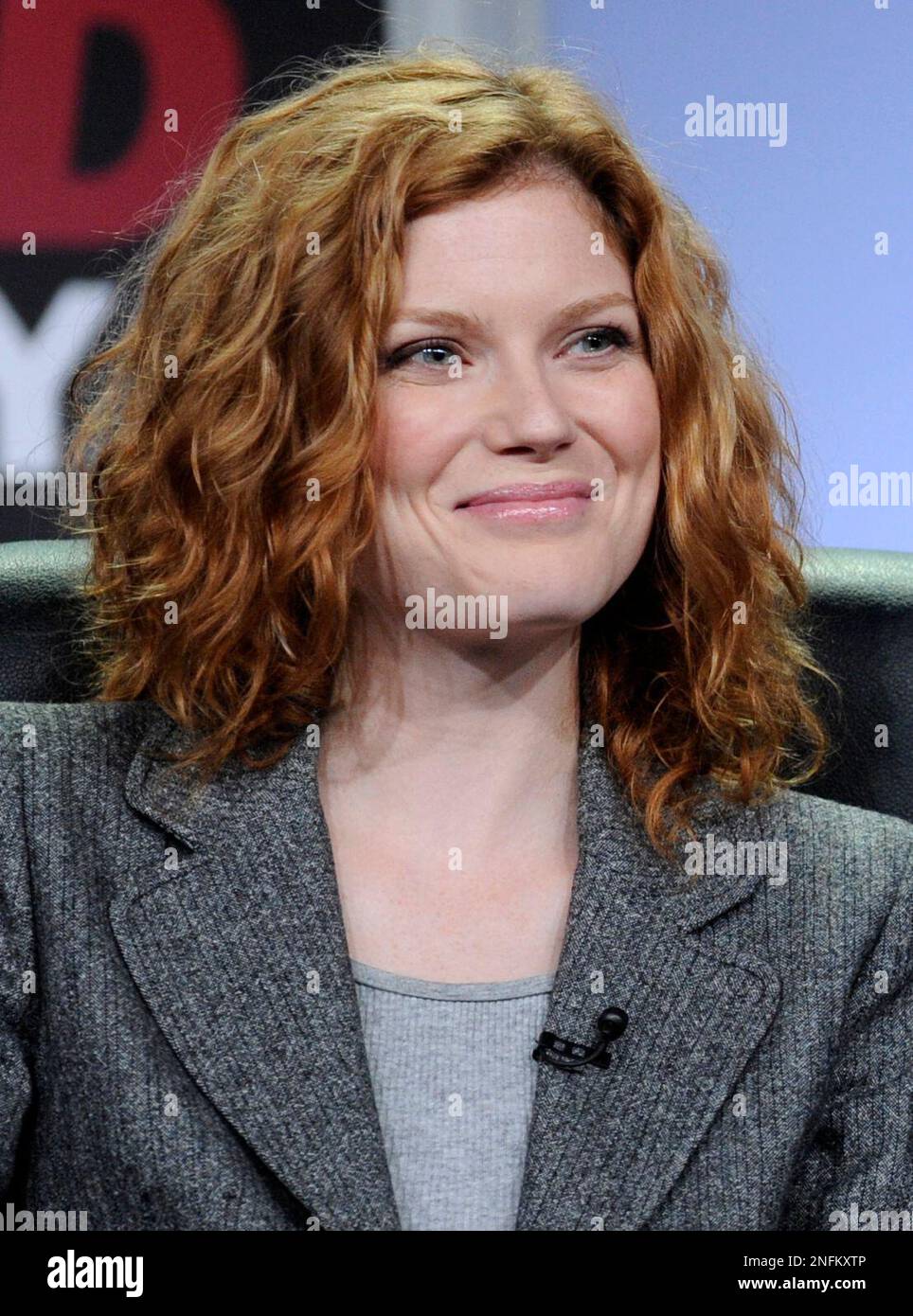 Amy Price-Francis, a cast member in the A&E drama series "The Cleaner," participates in a panel discussion during the Television Critics Association summer press tour in Beverly Hills, Calif., Wednesday, July 9, 2008. (AP Photo/Chris Pizzello) Stock Photo