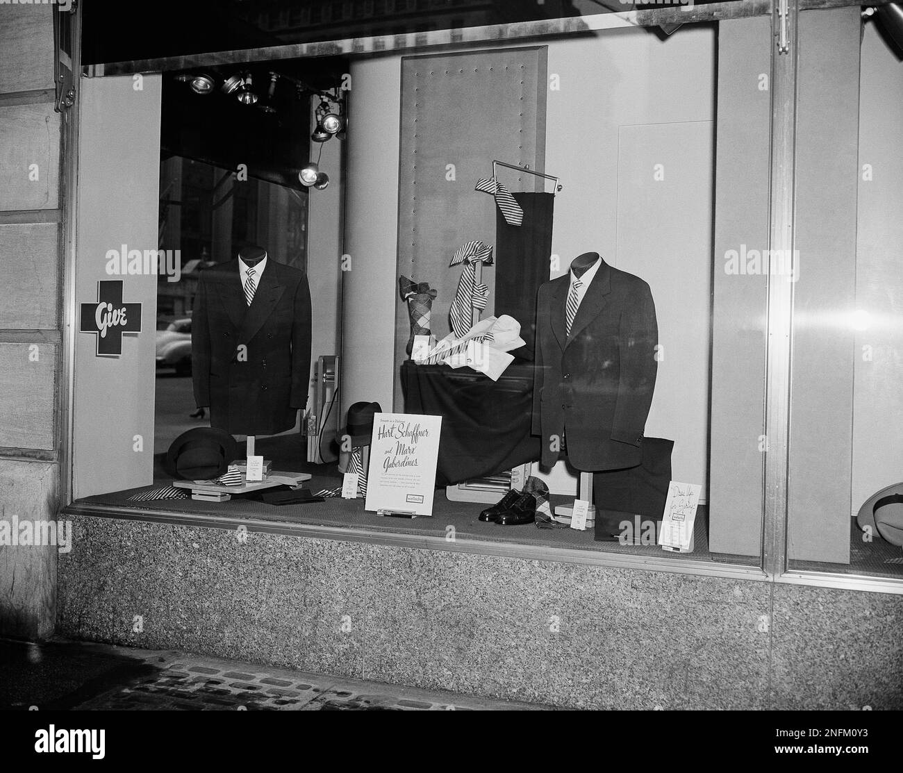 This is the exterior of Wallach's men's clothing store on 45th Street