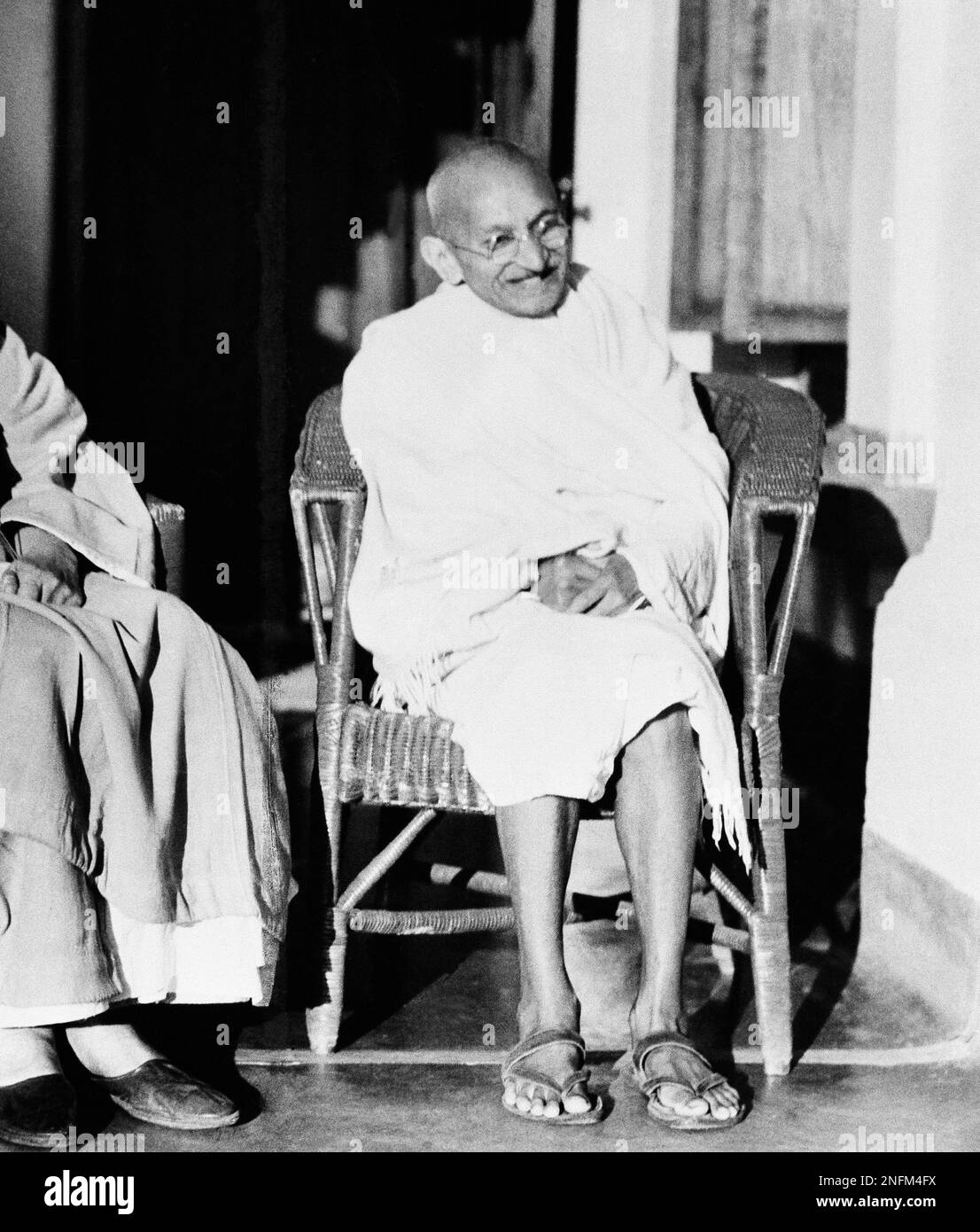 Mahatma Gandhi is shown, Feb. 17, 1940, during a visit with poet ...