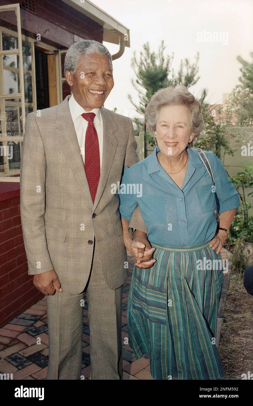 Veteran anti-apartheid ex-member of Parliament, Helen Suzman, right ...