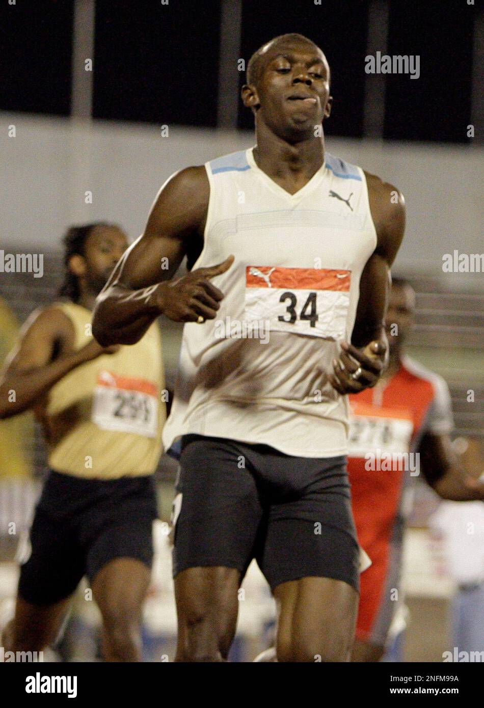 World record holder in the 100 meters, Usain Bolt, wins the 200 meters