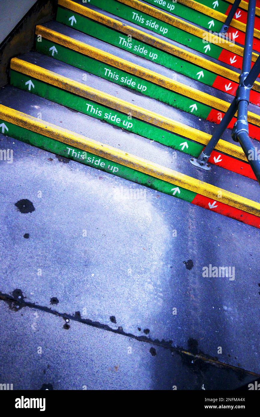 London, England, UK. This Side Up steps at Charing Cross Station Stock Photo