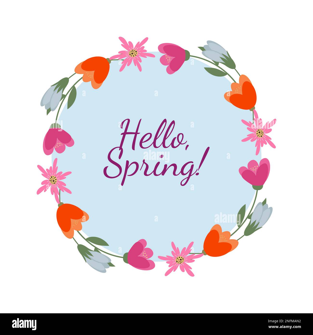 Hello spring frame flowers. 8 March invitation card. Vector ...