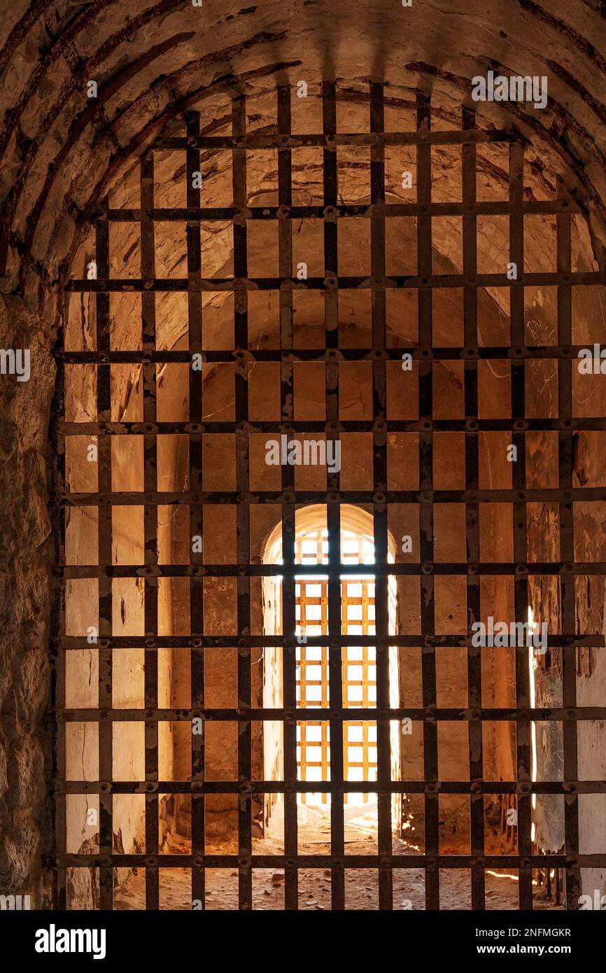 Cell in historic Yuma territorial prison, Arizona state historic park, Arizona, USA Stock Photo