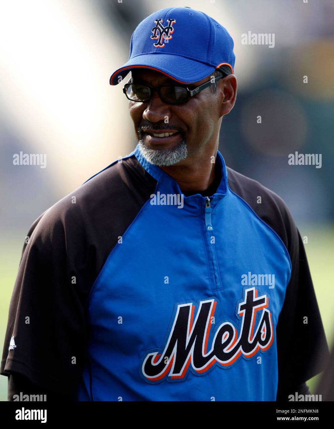 New York Mets manager Jerry Manuel looks on before facing the Colorado  Rockies in the first inning of a Major League baseball game in Denver on  Friday, June 20, 2008. (AP Photo/David