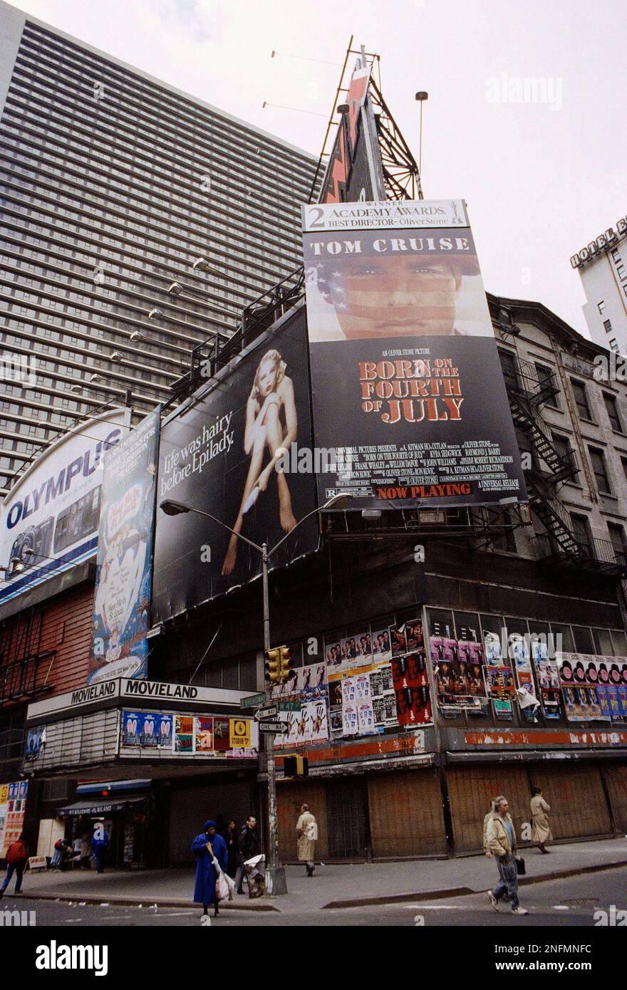 Shuttered porno theaters near Times Square in New York, on 49th Street  between Seventh Avenue and Broadway are seen, April 5, 1990. (AP  PhotoSergio Florez Stock Photo - Alamy