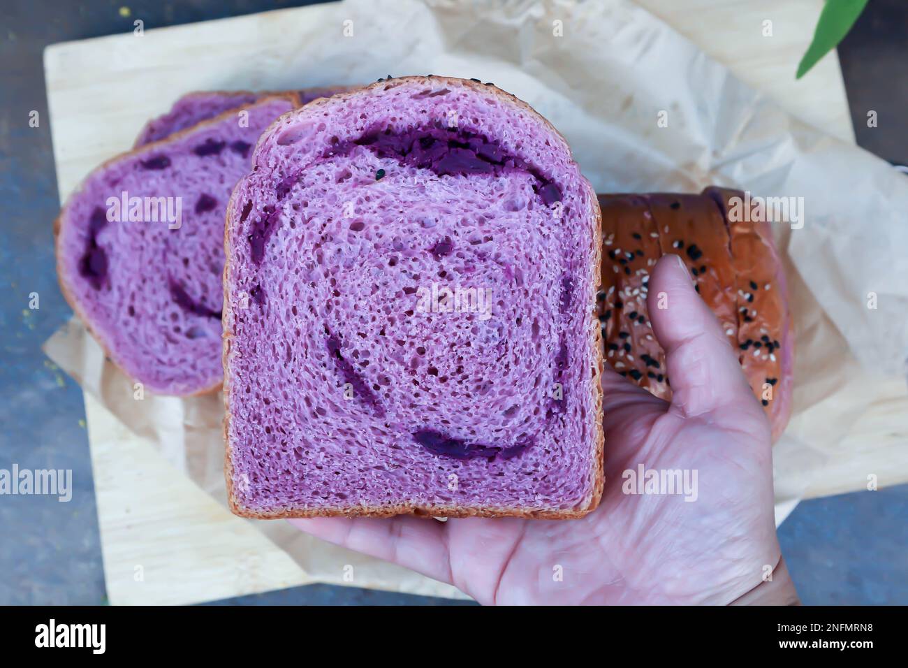 loaf of bread ,sweet potato bread with sesame topping Stock Photo Alamy