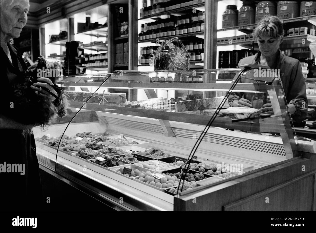 Archives 90ies Opening of a luxury food shop by Hediard, Lyon, France