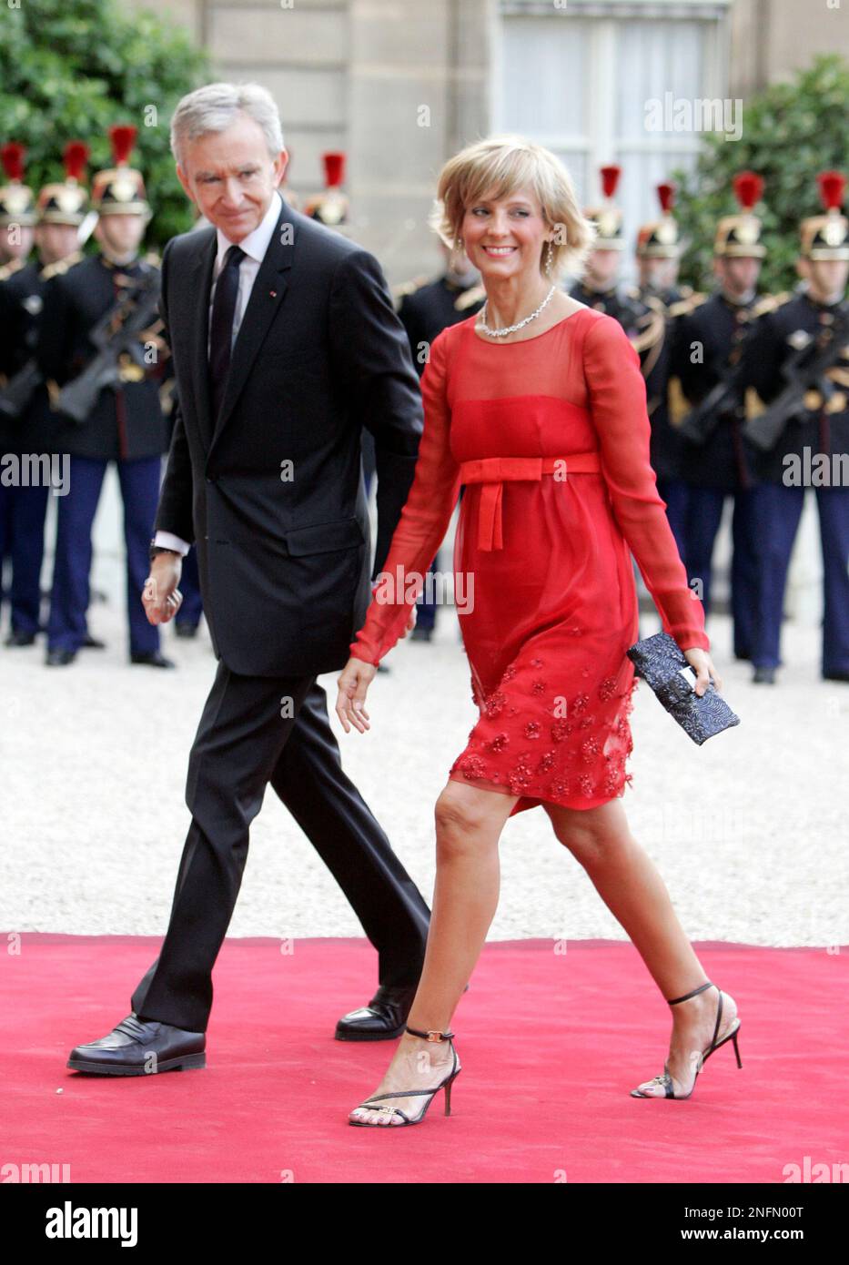 Bernard Arnault and his wife Helene arriving to meet with Pope