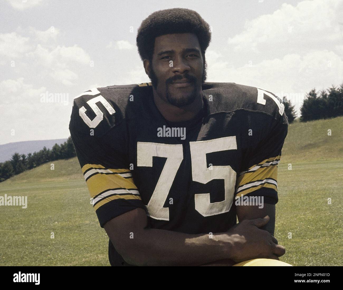 Joe Greene, defensive tackle, Pittsburgh Steelers, poses for