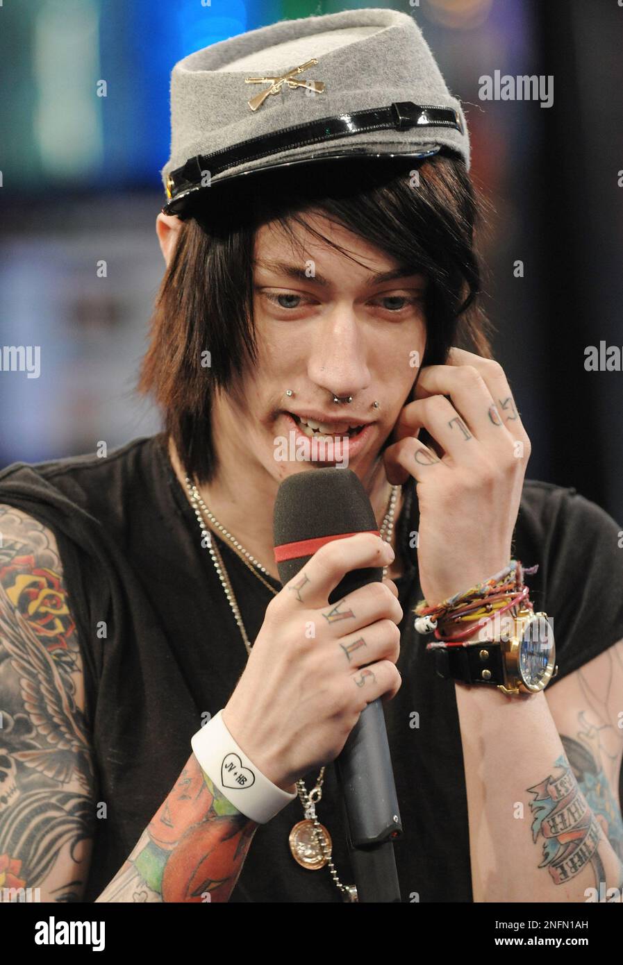 Metro Station band member Trace Cyrus makes an appearance on MTV's Total Request Live on Monday