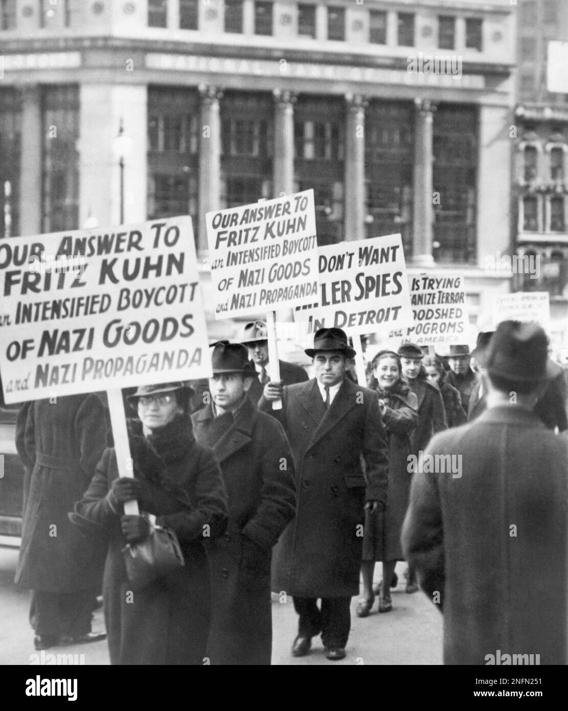 Militant banners carried by a group from the Jewish Anti Nazi ...
