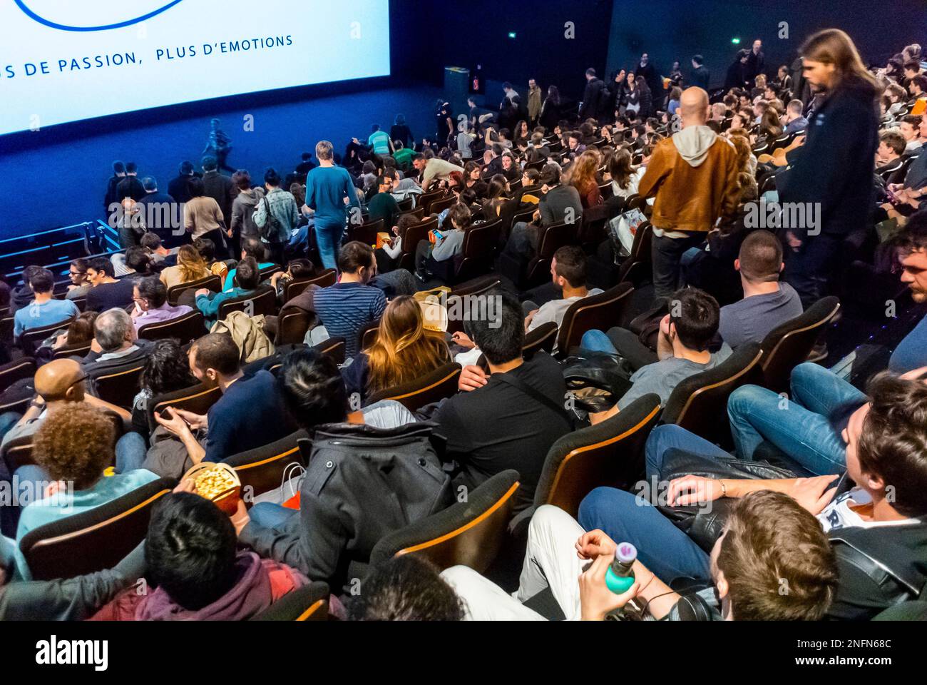Paris, France, Crowd People inside French CInema Theater, Movie Theater